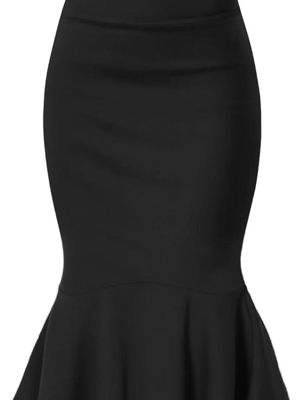 Hybrid & company Black Fitted Mermaid Midi Skirt
